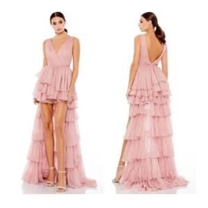 Mac Duggal Pink Layered Mini Dress